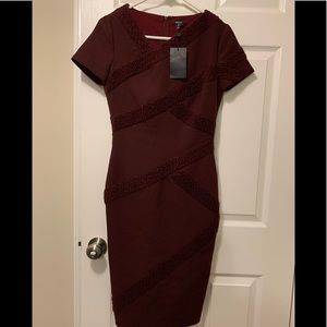 RAOUL Marielle Maroon Garnet Red Sheath Dress Size: FR: 12; US 0; UK 4